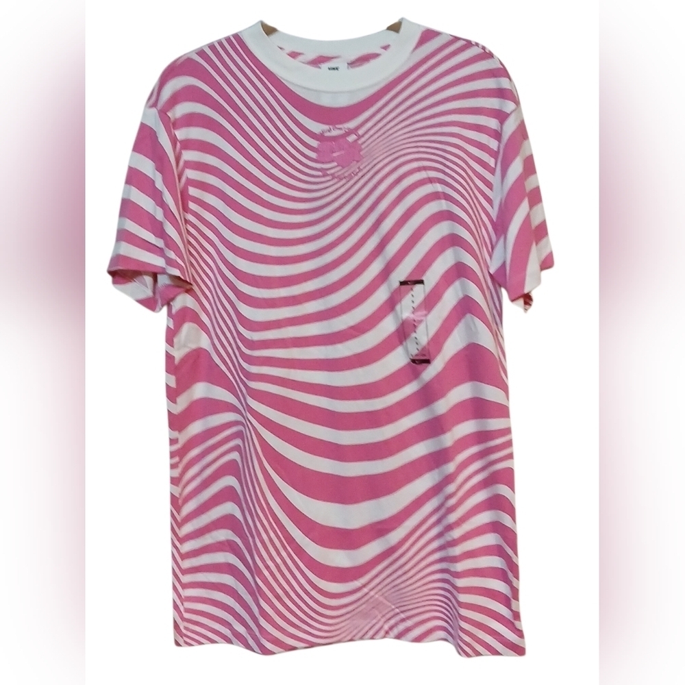 Nike - NWT, Pink & White Short Sleeve Dress W/Geometric Print, Emmroidered Logo, - Picture 2 of 12